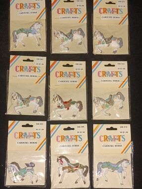 Crafts Carousel Horse Embellishments - White with Multicolor Accents